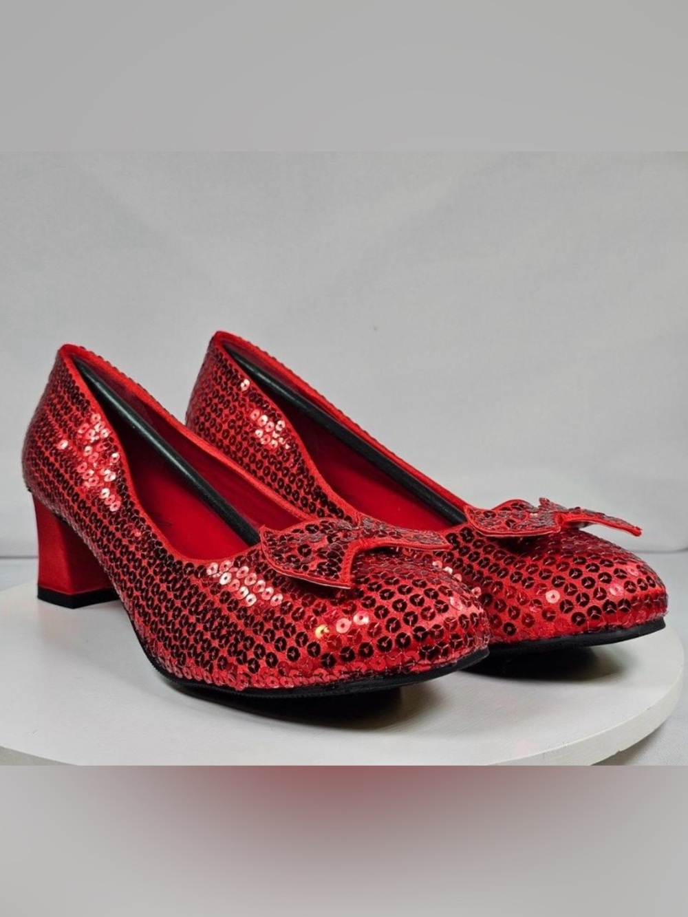 New Ellie Red Ruby Slippers Heels Sequin Cosplay Wizard of Oz Round Toe 8